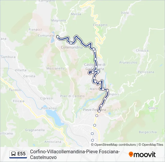 E55 Bus Line Map