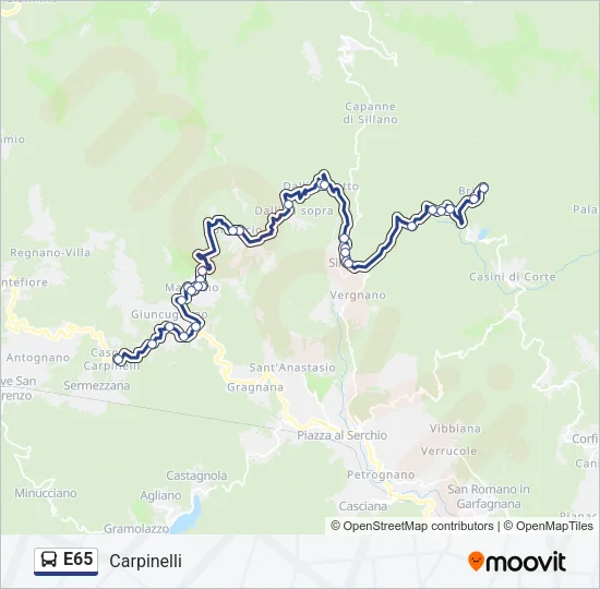 E65 Bus Line Map