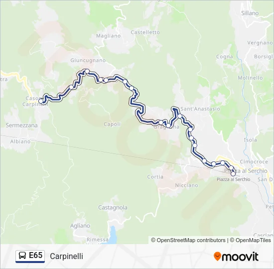 E65 Bus Line Map