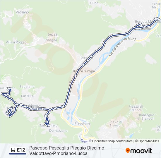 Percorso linea  E12