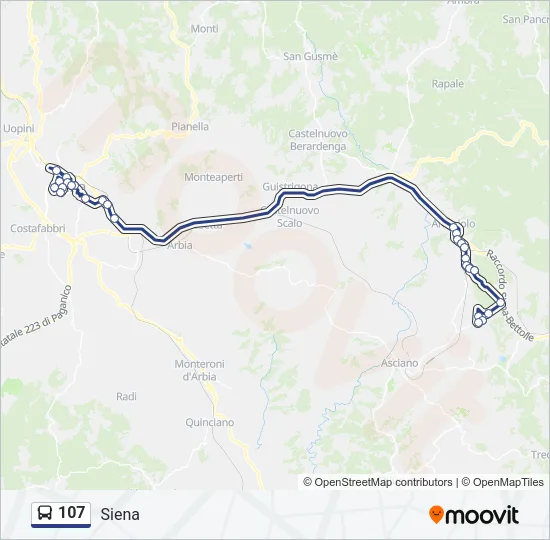Percorso linea bus 107
