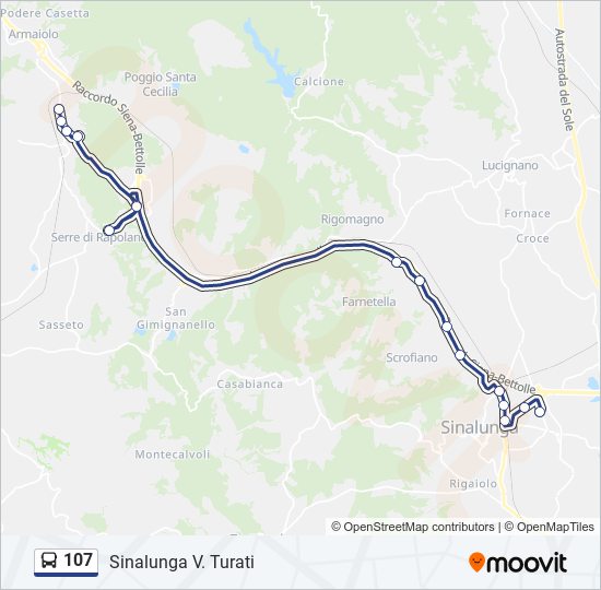 Percorso linea bus 107