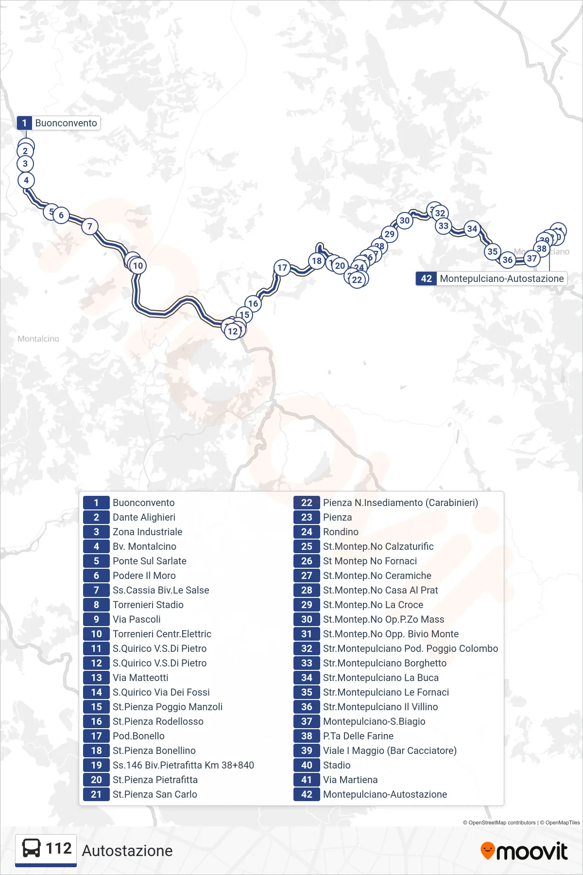 Linea 112  bus (Autostazione) - Percorsi e fermate sulla mappa