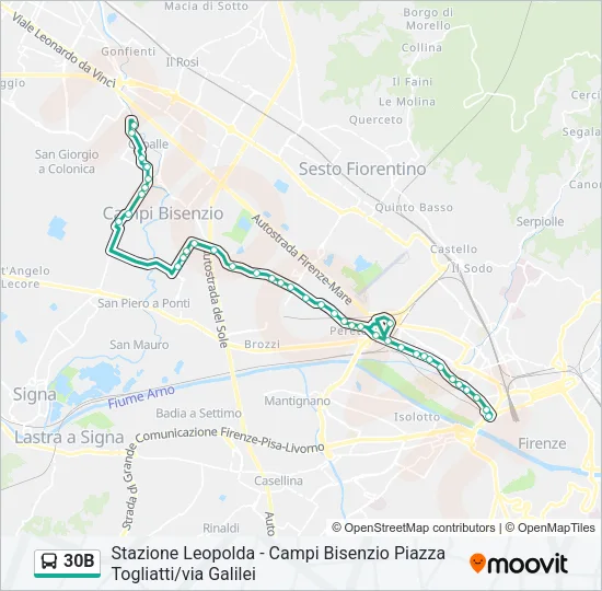 Percorso linea bus 30B