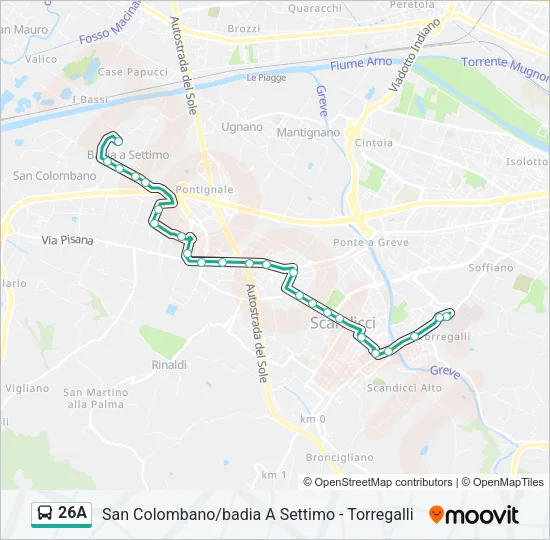 Percorso linea bus 26A