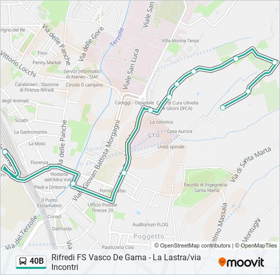 Percorso linea bus 40B