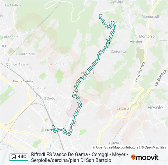 Percorso linea bus 43C