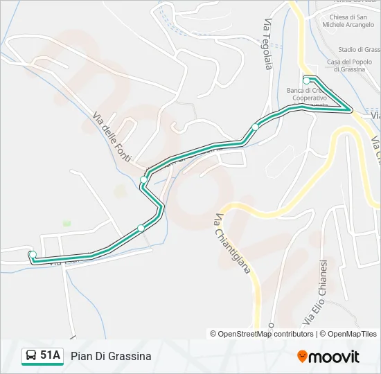 Percorso linea bus 51A