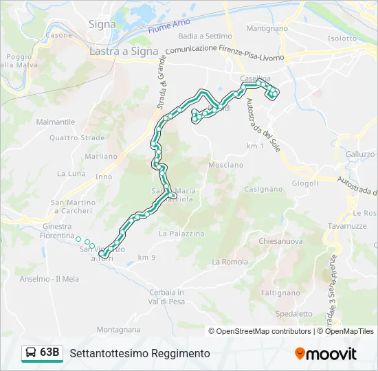 63B Bus Line Map