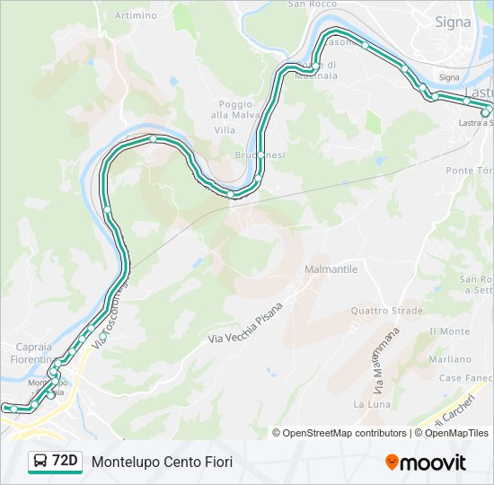 Percorso linea bus 72D