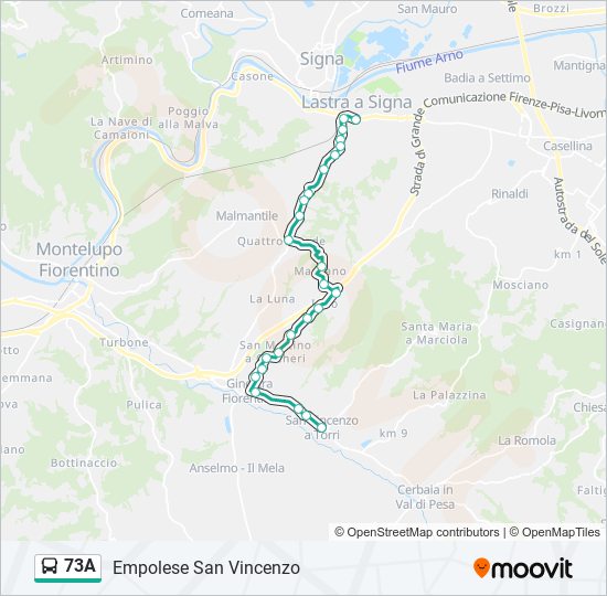 73A bus Line Map