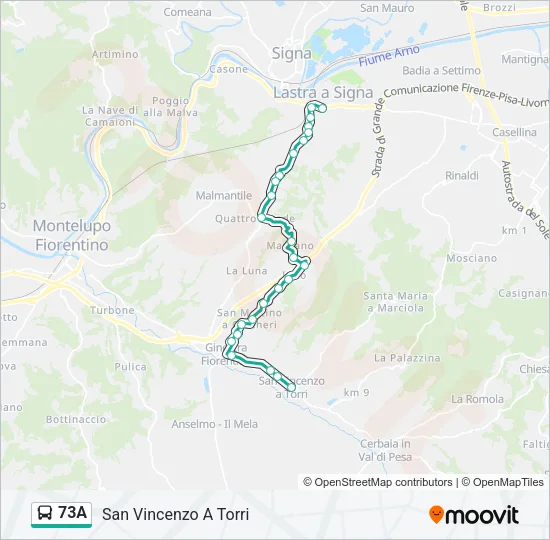 73A Bus Line Map