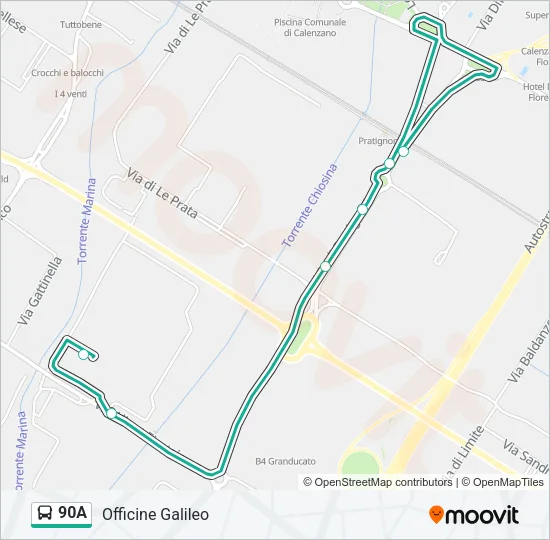 90A Bus Line Map