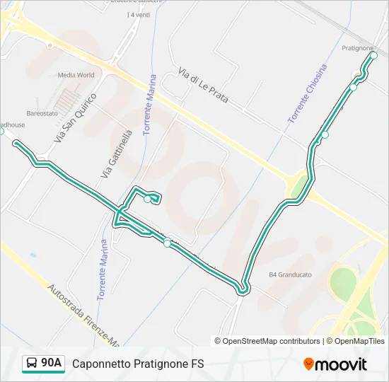 90A Bus Line Map