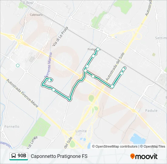 90B Bus Line Map