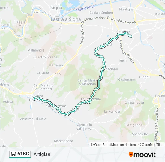 61BC Bus Line Map