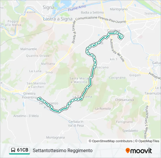 61CB Bus Line Map