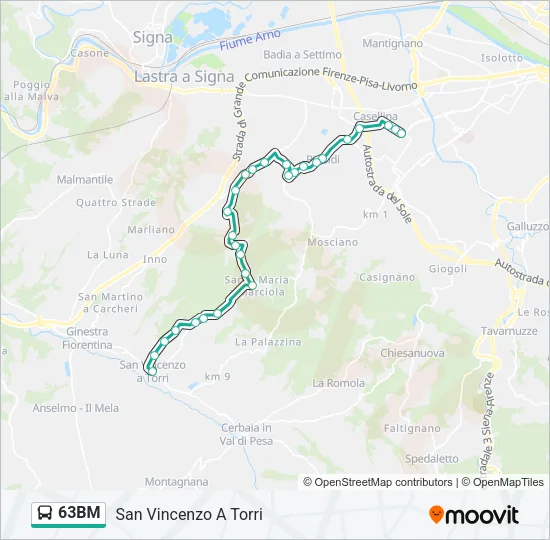 63BM Bus Line Map