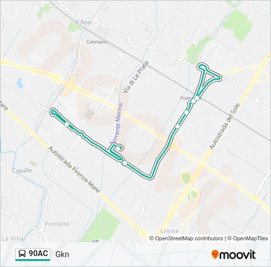90AC Bus Line Map
