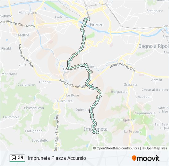 Linea 39 orari fermate e mappe 39a Impruneta Piazza Accursio