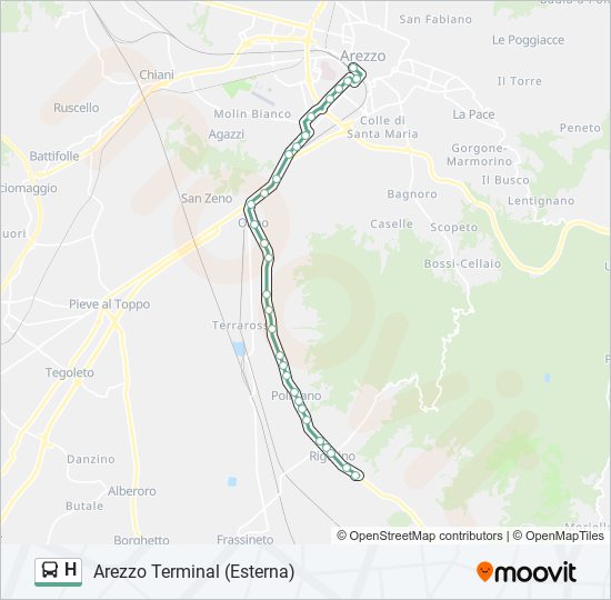 Linea h orari fermate e mappe H Arezzo Terminal Esterna