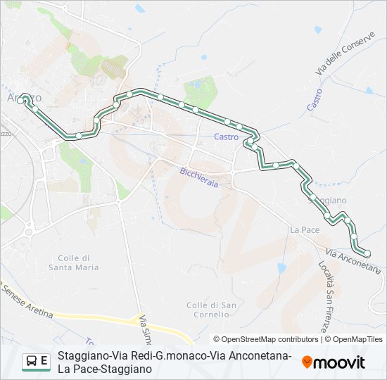 Linea orari fermate e mappe E Arezzo G.Monaco Lato Inail