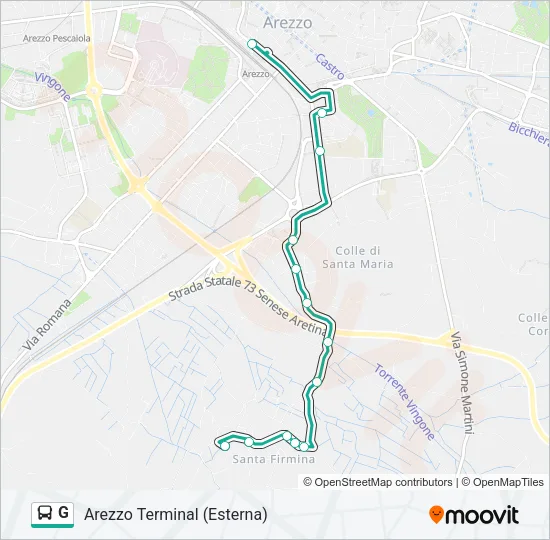 Percorso linea bus G