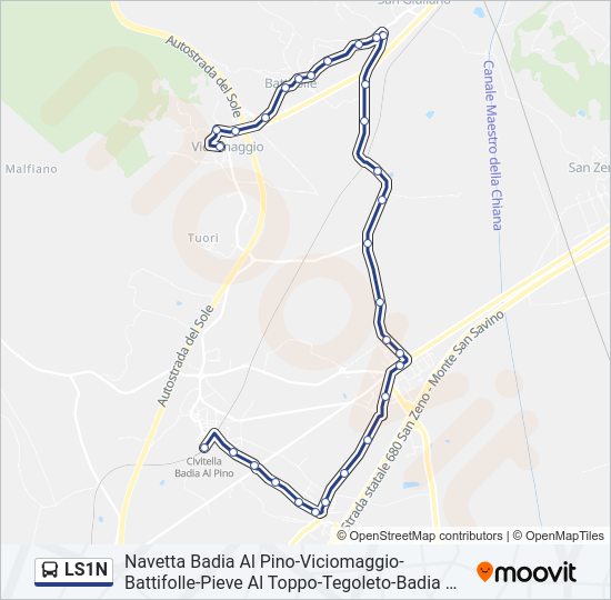 Percorso linea bus LS1N