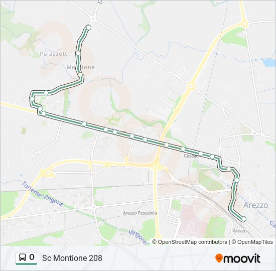 Linea o orari fermate e mappe O Sc Montione 208 Aggiornato