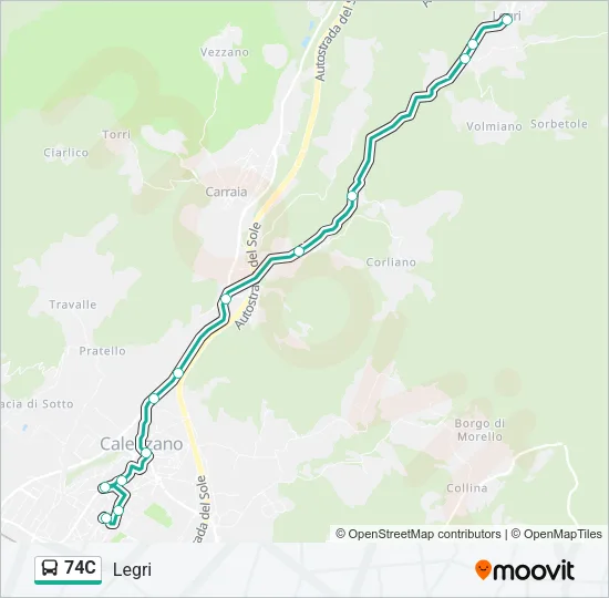 74C Bus Line Map