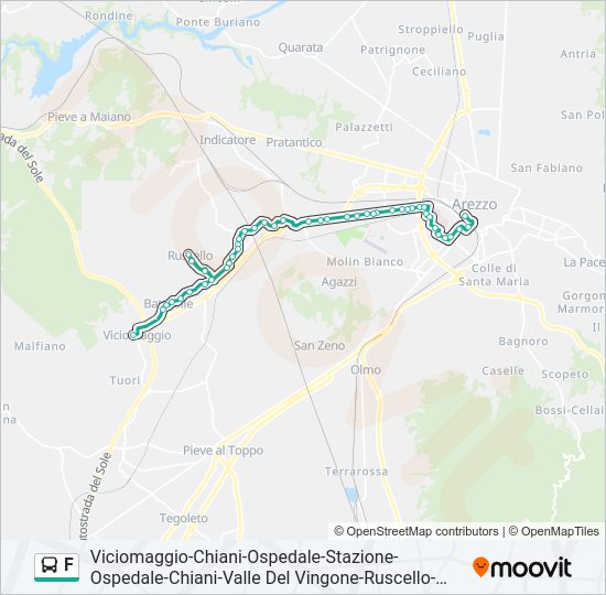 Percorso linea bus F