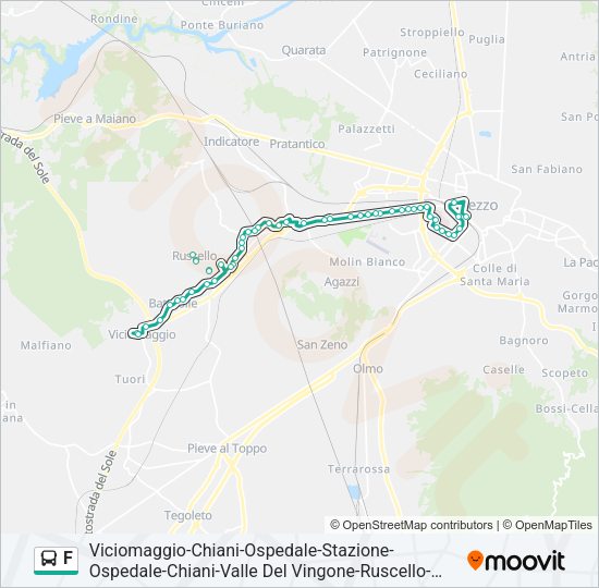 Percorso linea bus F