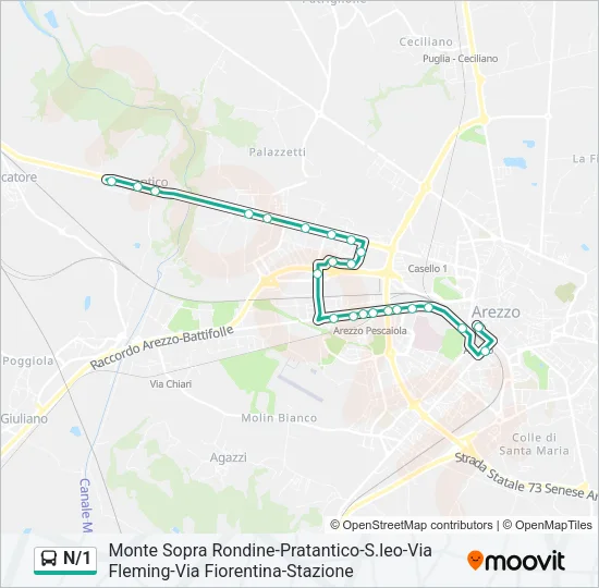 N/1 Bus Line Map