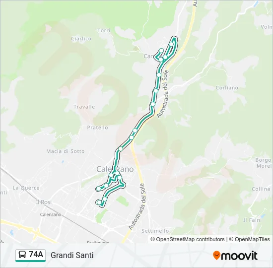 74A Bus Line Map