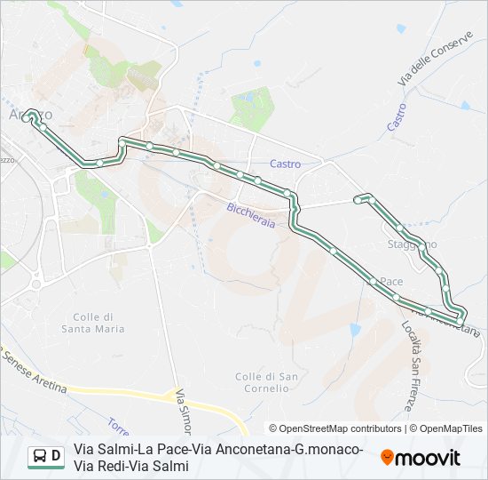 Linea d orari fermate e mappe D Arezzo G.Monaco Lato Inail