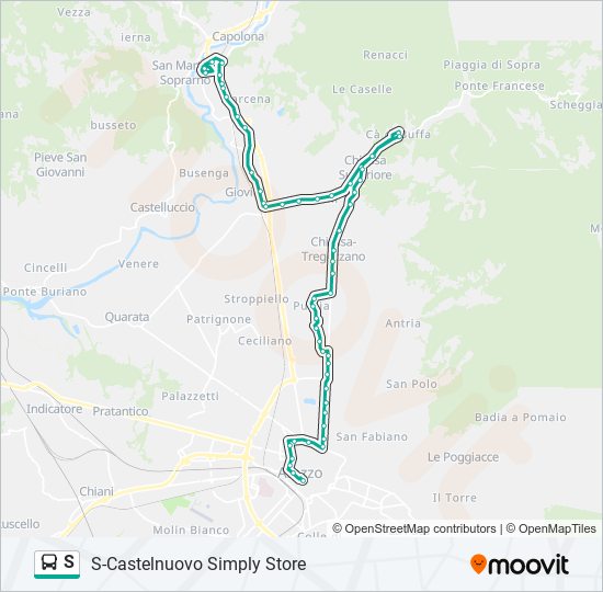 Linea s orari fermate e mappe S Castelnuovo Simply Store