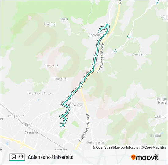 74 Bus Line Map
