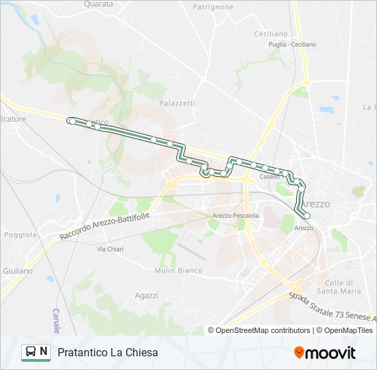 Linea n orari fermate e mappe N Pratantico La Chiesa Aggiornato