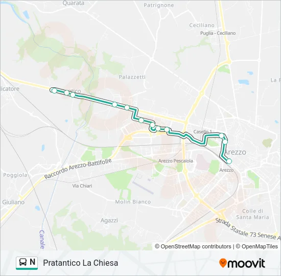 N Bus Line Map