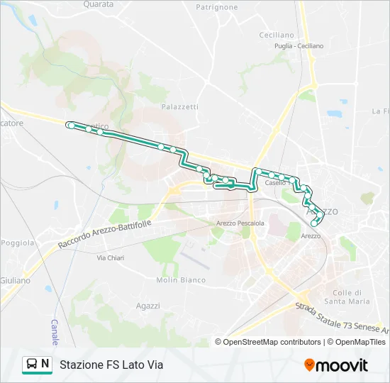 N Bus Line Map