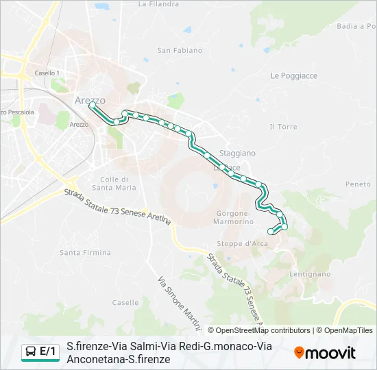 E/1 Bus Line Map