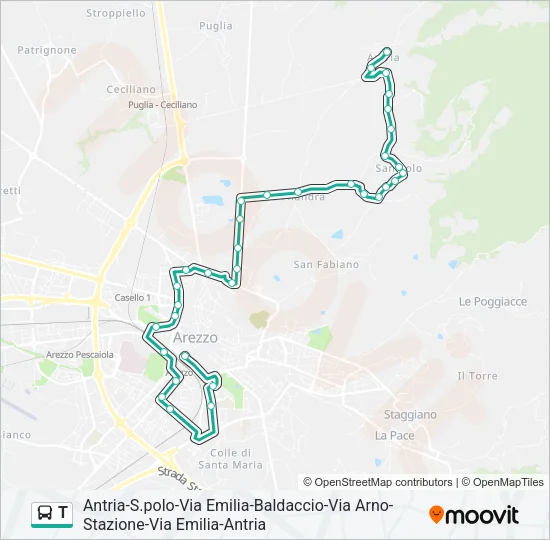 Percorso linea bus T
