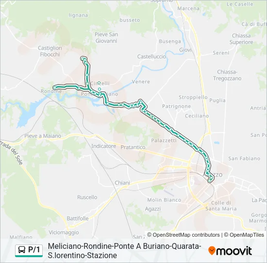 Percorso linea bus P/1