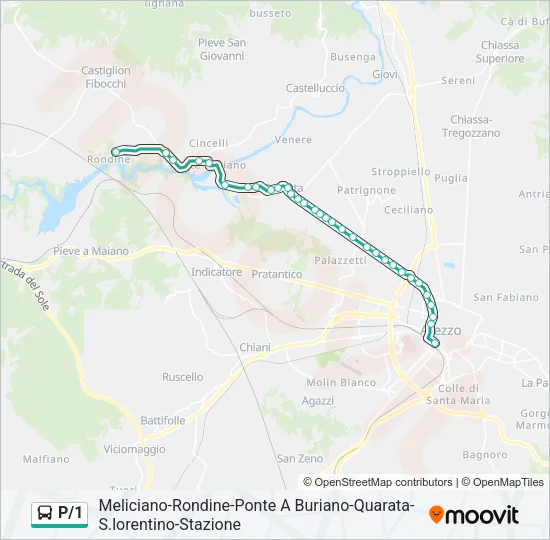Percorso linea bus P/1