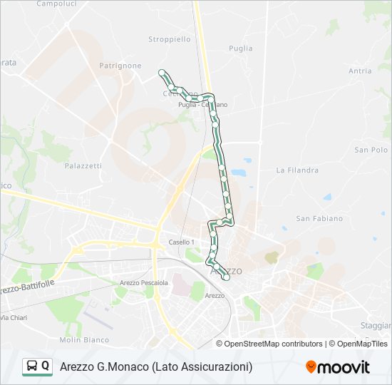 Linea q orari fermate e mappe Q Arezzo G.Monaco Lato