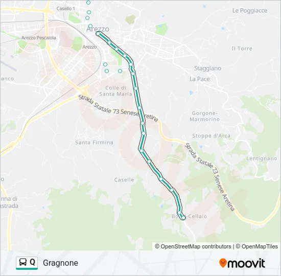 Percorso linea bus Q
