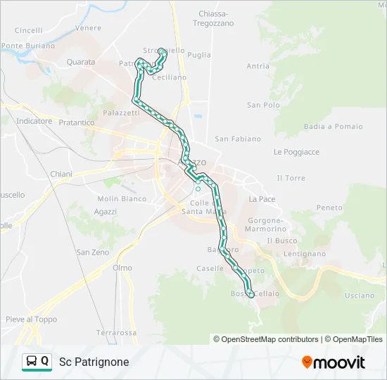 Percorso linea bus Q