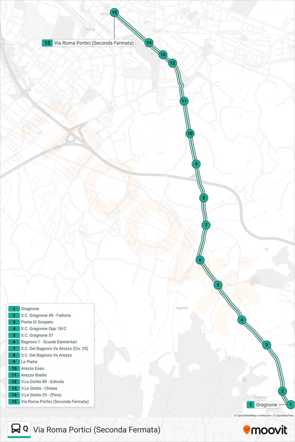 Linea Q tram (Via Roma Portici (Seconda Fermata)) - Percorsi e fermate sulla mappa