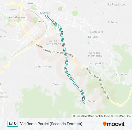 Percorso linea bus Q