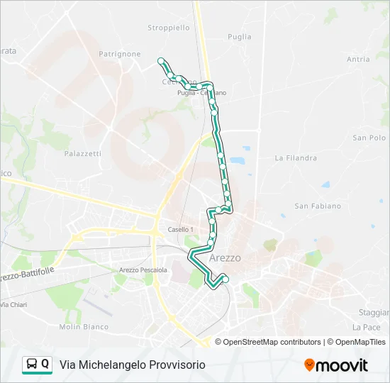 Percorso linea bus Q